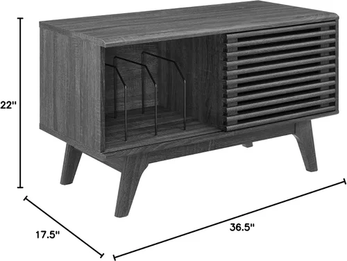 Miniatura 3 de Modway Render Mid-Century - Soporte para discos de vinilo (37 pulgadas), color carbón