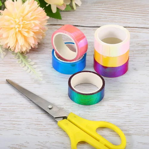 Miniatura 5 de PATIKIL Cinta metalizada de 0.59 pulgadas x 5.5 yardas, 6 rollos de papel de aluminio holográfico autoadhesivo para espejo, adhesivo metálico