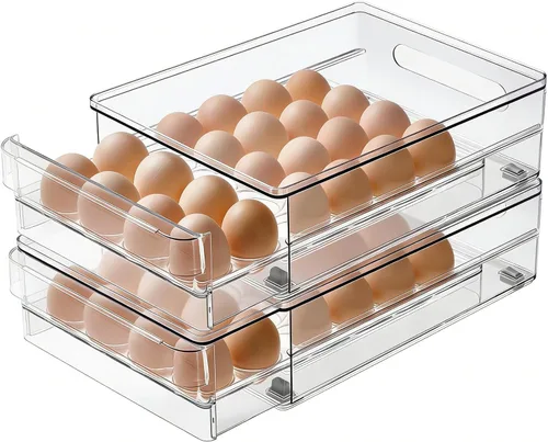 Miniatura 8 de vacane Soporte para huevos de capacidad para 24 contenedores organizadores de refrigerador, contenedor de almacenamiento de huevos sin BPA
