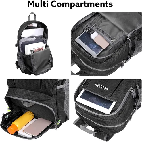 Miniatura 3 de G4Free Mochila de senderismo plegable ligera 40L, mochila de viaje impermeable Negro