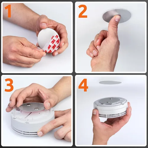 Miniatura 5 de ECENCE 3 almohadillas adhesivas magnéticas para detector de humo de Ø 1.969 in - Montaje rápido y seguro - Sin taladrar ni tornillos - Protección