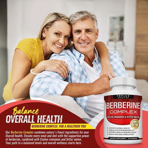 Miniatura 6 de Toplux Berberina con canela de Ceilán y melón amargo 2100 mg – Suplemento de berberina HCL de alta pureza al 97% que apoya la salud general