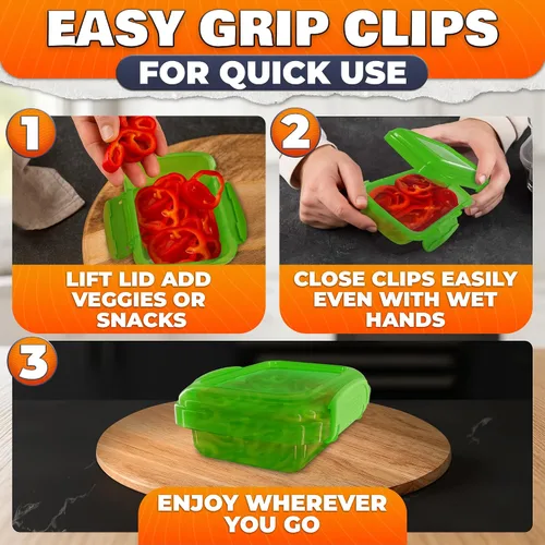 Miniatura 5 de 6 recipientes de aperitivos con tapa con tapa – Contenedores pequeños de almacenamiento de 4.6 onzas – Aptos para microondas y lavavajillas, 2 clips