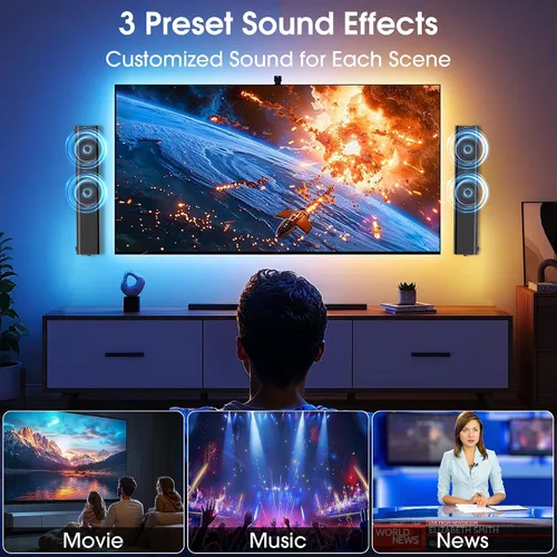 Miniatura 5 de Barra de sonido de 2.1 canales con subwoofer con cable, Dolby Audio Barra de sonido de TV desmontable de 35 pulgadas, Bluetooth, HDMI-ARC, óptico