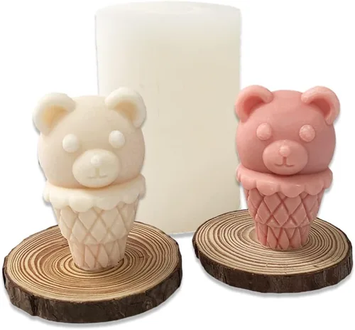 Cestony Moldes de silicona para velas de helado 3D para hacer velas, pilar de resina, aromaterapia, cera, jabón, flor, espécimen, arcilla artesanal