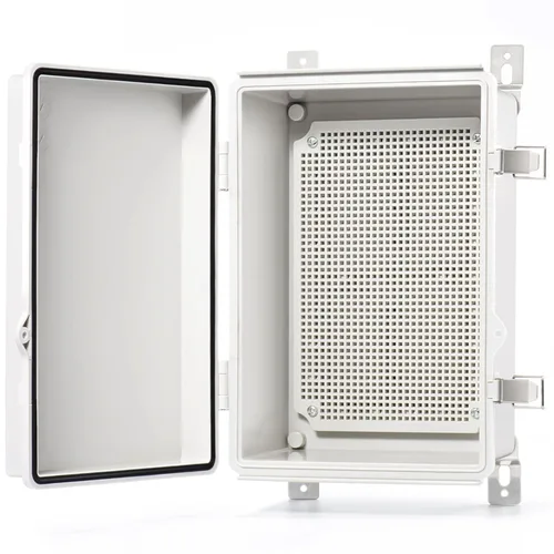 Miniatura 28 de QILIPSU - Caja de conexiones de acero inoxidable con tapa, bisagras y placa de montaje, universal, impermeable IP67, plástico ABS, gris, recinto