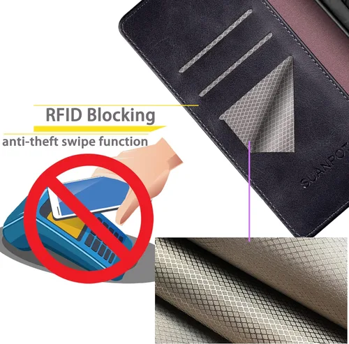 Miniatura 4 de SUANPOT para Samsung Galaxy S23 +/ Plus Funda tipo cartera con bloqueo RFID, soporte para tarjetas de crédito, funda protectora de libro tipo flip