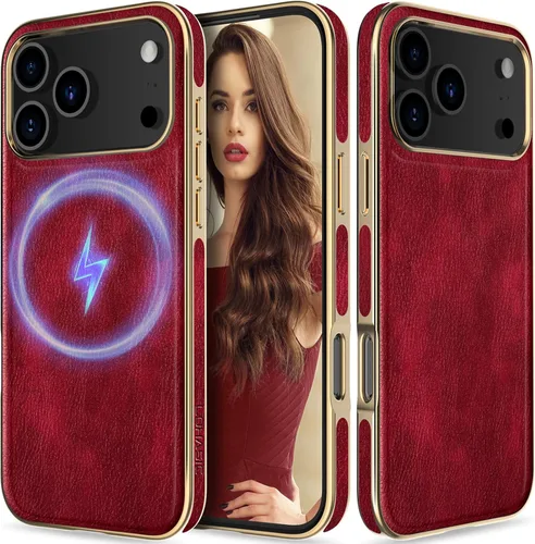 Miniatura 29 de LOHASIC Funda de cuero para iPhone 17 Pro, compatible con MagSafe Professional Business Style Funda protectora de piel sintética de primera calidad