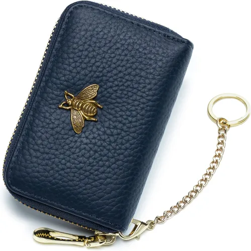 Miniatura 34 de imeetu Soporte para tarjetas de crédito RFID, cartera pequeña de cuero con cremallera para mujer