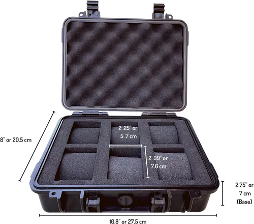 Miniatura 2 de ModernGen Caja de viaje precortada para reloj de 6 ranuras, resistente a los impactos, resistente al agua