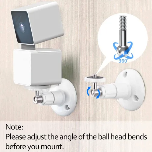 Miniatura 6 de Soporte de pared para Wyze Cam Pan V3 y Wyze Cam V4 y V3, paquete de 2 soportes ajustables giratorios de 360 grados para el sistema de cámara Wyze