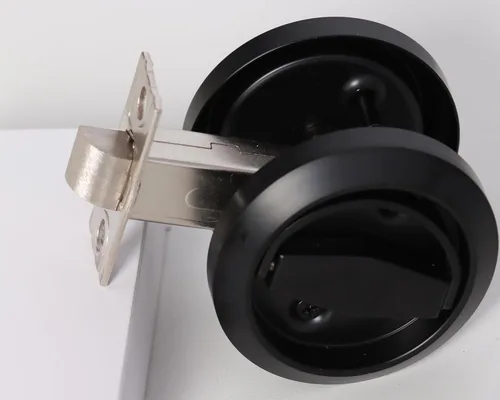 Miniatura 7 de Dixiao - Cerradura de puerta empotrada de acero inoxidable 304 negra redonda, pomo de puerta con cerradura de instalación oculta, asas de puerta