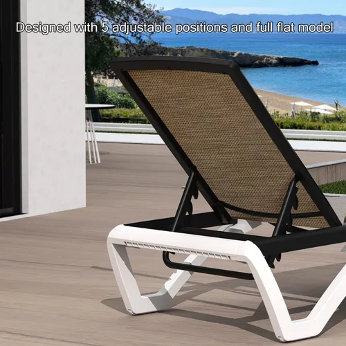 Miniatura 5 de Domi - Tumbona de aluminio para exteriores con respaldo ajustable, para playa, patio, balcón, piscina (1 silla marrón)