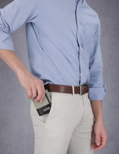 Miniatura 4 de Skechers Cartera de cuero RFID con bolsillo abatible para hombre