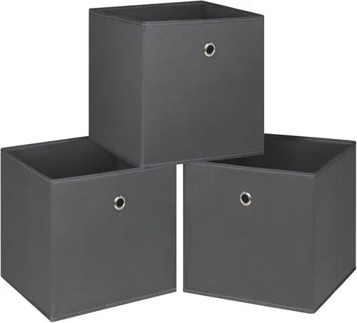 Miniatura 50 de Cubos de Almacenamiento Plegables Negros Contenedores, Cubos de Almacenamiento de Tela de 11 Pulgadas, Cajas de Almacenamiento de Tela, Cubos