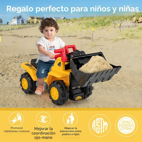Miniatura 6 de Costzon Excavadora para montar, vehículos de construcción para montar con casco, 3 piedras de juguete, sonido realista, cucharón ajustable