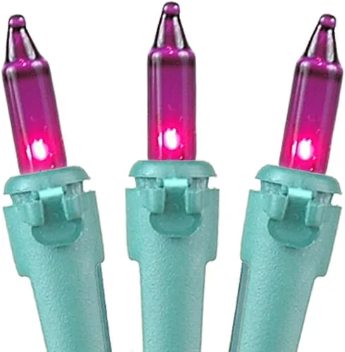 Miniatura 4 de Novelty Lights Mini luces incandescentes tradicionales de 50 pies, 100 bombillas, color morado sobre cable verde con espacio de 6 pulgadas, grado
