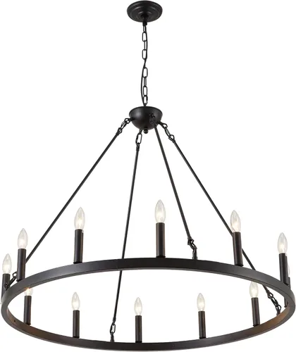 Miniatura 9 de XILICON Candelabro rectangular para isla de cocina, lámpara lineal de 5 luces, para comedor, casa de campo, color negro, moderno, industrial