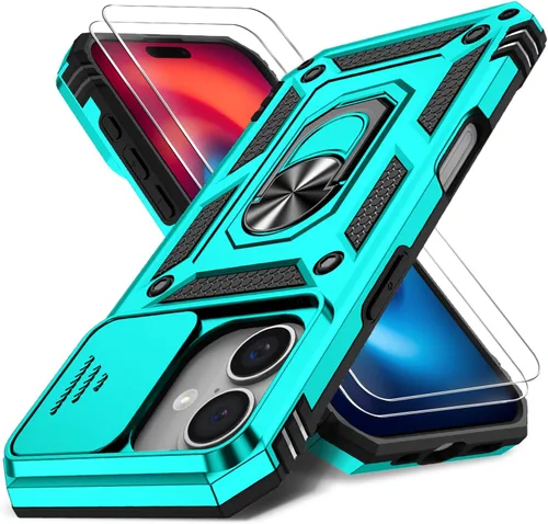 Miniatura 55 de Funda HakkTaoo para iPhone 13/iPhone 14 de 6.1 Pulgadas con Funda Deslizante para Cámara + Protector de Pantalla (2 Paquetes), Funda Protectora a