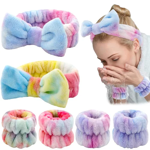 Miniatura 19 de WHAVEL Juego de 6 diademas y pulseras de spa, cintillo de lavado facial, muñequeras para lavar la cara, maquillaje, cuidado de la piel, banda