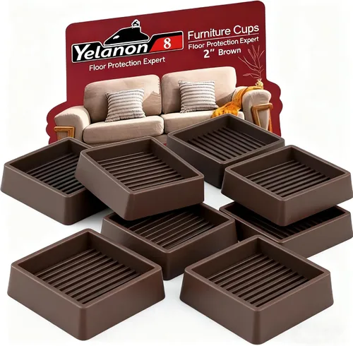 Miniatura 18 de Posavasos para muebles - 8 piezas, vasos de ruedas de muebles redondos de 2" - Almohadillas antideslizantes para suelos de madera dura, pinzas