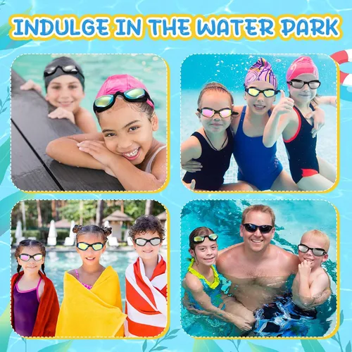 Miniatura 6 de Flutesan Paquete de 3 gafas de natación sin fugas, de silicona, antivaho con clip para la nariz, tapones para los oídos para adultos y niños, 3