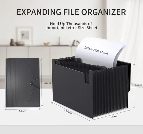 Miniatura 2 de Carpetas de archivos expansibles, organizador de archivos de acordeón con 24 bolsillos, carpeta de documentos de acordeón, tamaño carta, caja