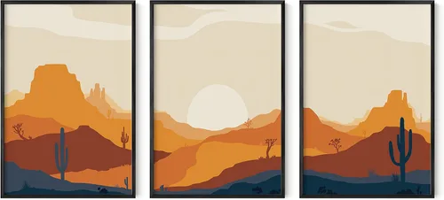 Miniatura 99 de HAUS AND HUES Arte de pared bohemia moderna de mediados de siglo - Arte boho, neutro, decoración de pared con sol (Marco negro, 12x16)