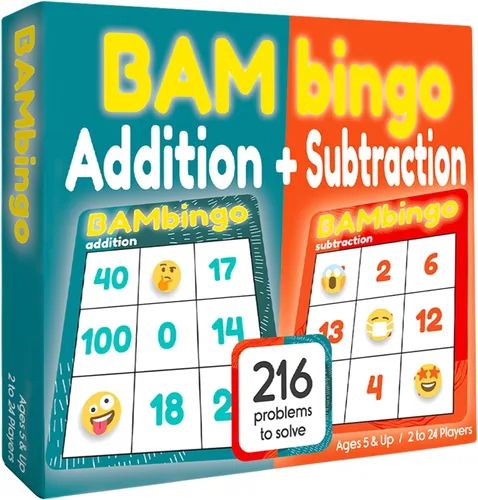 THE BAMBINO TREE Juego de bingo de hechos de suma y resta - Aprendizaje educativo de matemáticas de 1º, 2º y 3º grado para el aula y la escuela en