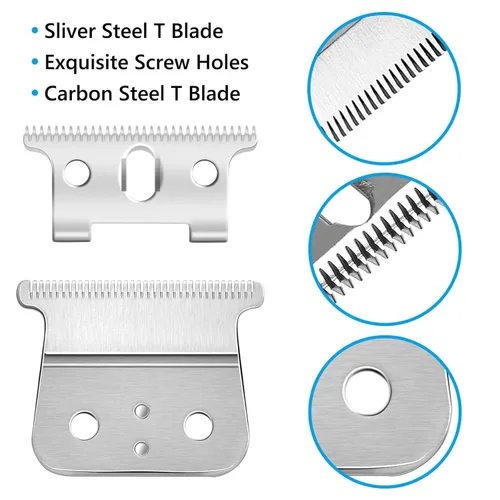Miniatura 4 de Paquete de 2 piezas de repuesto profesional de hoja en T de grado de barbero compatible con Andis T-Outliner, aprobado por peluquero T Clipper