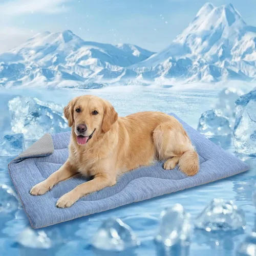 Miniatura 14 de Queenmore Tapete refrescante grande para perros, cama plana portátil para mascotas para perros y gatos, tapete antideslizante para dormir para Azul