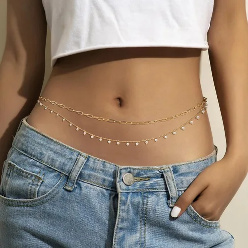 Miniatura 5 de Waist Chain Layered Belly Waist Jewelry for Beach Bikini Adjustable Waist Belly Chain Summer Body Chain for Women Girls