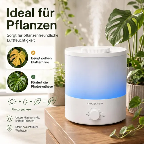 Miniatura 5 de Humidificador Ultrasónico de Vapor Frío MegaWise SK7620 - Capacidad de 1.5L, Operación Silenciosa, Salida de Vapor Ajustable, Apagado Automático