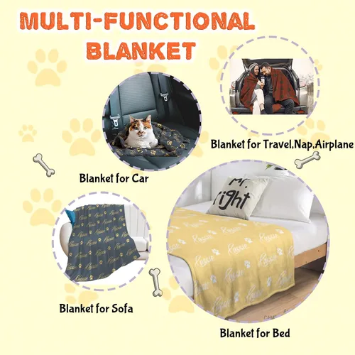 Miniatura 5 de Manta personalizada para perros con nombre – Manta personalizada para perros grandes, medianos y pequeños, manta suave y acogedora, regalo