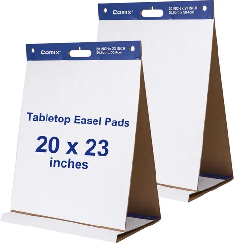 Comix Almohadillas de caballete de mesa portátiles adhesivas, papel de 20 x 23 pulgadas para profesores, papel de caballete autoadhesivo grande para