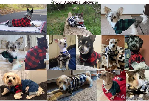 Miniatura 5 de Camisa a cuadros para cachorros, ropa para perros pequeños, medianos y grandes, gatos, niños, niñas, gatitos, camiseta suave para mascotas, camiseta