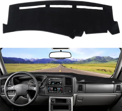 POSAID Cubierta de Tablero de Instrumentos Tapete Alfombrilla para Chevrolet Silverado GMC Sierra 1999-2006, Chevy Avalanche Tahoe Suburban GMC Negro