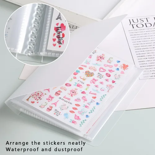 Miniatura 4 de 1 pieza libro de almacenamiento de calcomanías transparentes de 40 ranuras, organizador de calcomanías de uñas para coleccionar calcomanías, libro