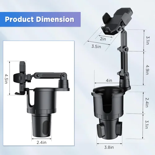 Miniatura 7 de OUTXE Expansor doble para portavasos de automóvil, adaptador de bebida multifunción ajustable expandible para asiento automotriz, camión, caravana