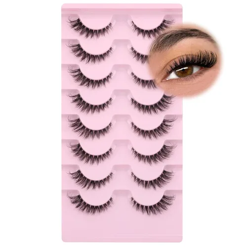 Miniatura 9 de Pestañas Postizas Esponjosas de Visón Sintético Pestañas Wispy de Hada Ojo de Gato Pestañas Puntiagudas en Tira Extensión Volumen Natural Pestañas