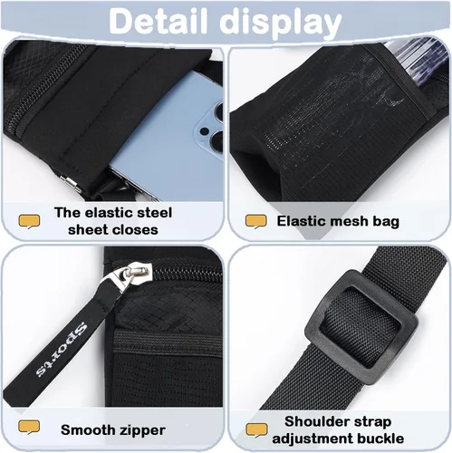 Miniatura 4 de Bolso cruzado para teléfono con soporte para botella de agua, bolsa multifunción para teléfono celular con cremallera y bolsillos de malla, correa