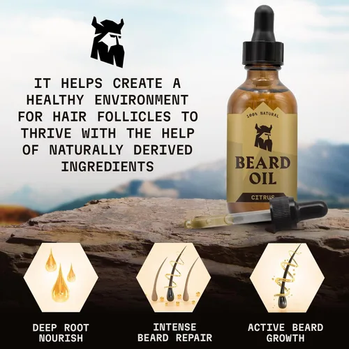 Miniatura 4 de Striking Viking Aceite cítrico para barba para hombres, 2 onzas líquidas, fórmula hidratante y suavizante, apoya el crecimiento más completo