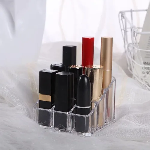 Miniatura 5 de 24 rejillas de acrílico maquillaje lápiz labial organizador caja escritorio lápiz labial soporte de exhibición transparente soporte