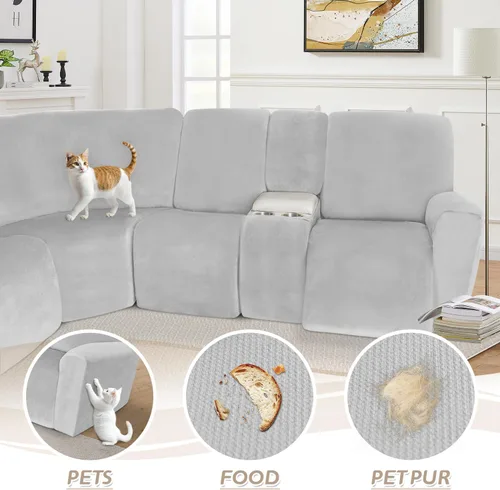 Miniatura 234 de Arfntevss Fundas de sofá seccional reclinable de terciopelo, Funda de sofá seccional de esquina para sofá reclinable, Funda elástica suave