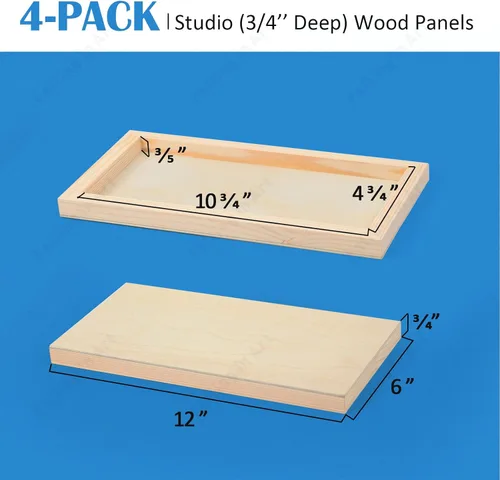 Miniatura 2 de Falling in Art Kit de paneles de madera de abedul sin terminar para pintura, lienzo de madera, paquete de 4 unidades de 6 x 12 pulgadas de estudio