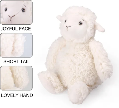 Miniatura 4 de LotFancy Peluche de cordero, peluche suave de cordero de 12 pulgadas, lindos peluches para niños, niñas, bebés, baby shower, Pascua, decoración