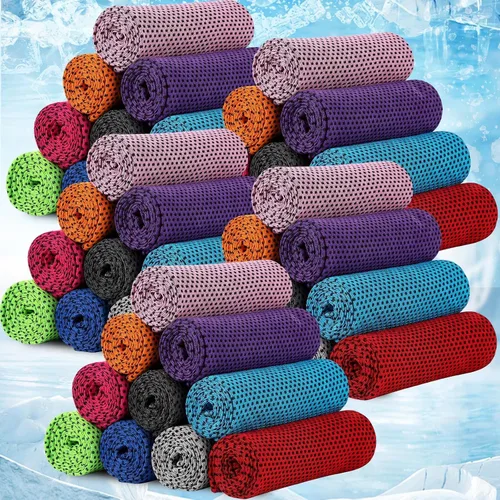 BBTO Paquete de 50 toallas refrescantes a granel – Toalla de hielo transpirable de microfibra para cuello frío y cara – Yoga de verano, deportes,