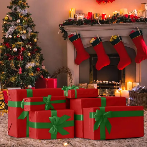 Miniatura 7 de CHRORINE 60 hojas de papel de seda rojo, papel de seda para regalos de Navidad, papel de seda para envolver arte, papel de seda a granel