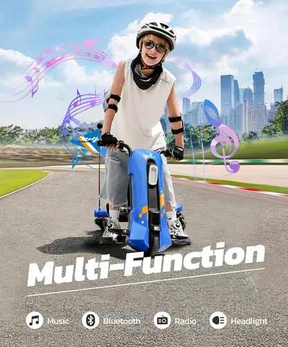 Miniatura 5 de ELEMARA Kart de deriva con velocidad sin escalones, carritos de deriva de 12V para niños con asiento ajustable, kart para niños de 5 MPH con música