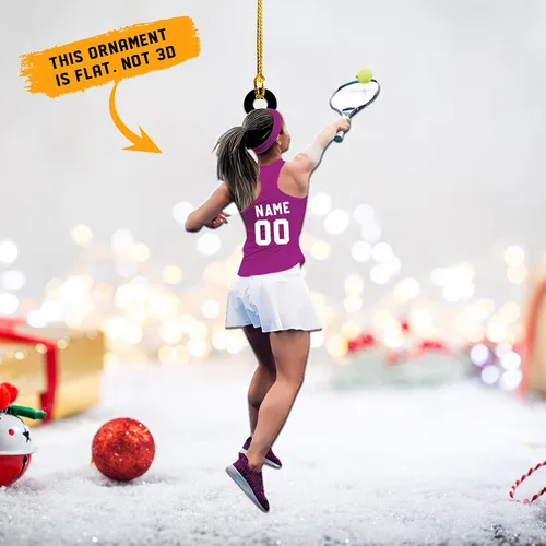 Miniatura 7 de Adorno plano acrílico personalizado para niña, jugador de tenis, regalo para amantes del tenis, jugador de tenis, adorno de Navidad para árbol de Tn1
